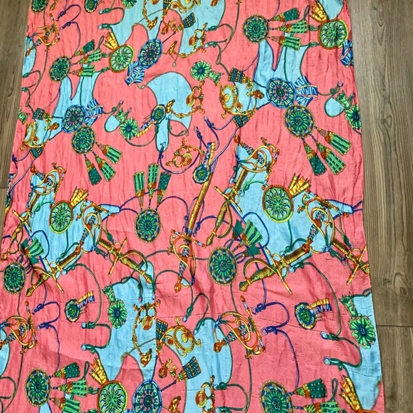 Colorful Sheer Scarf with Abstract Print 38/72 inches - Picture 4 of 11